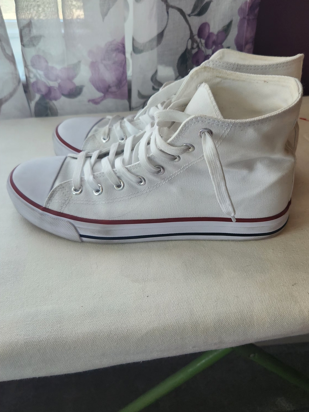 White High-Top Canvas Sneakers - Classic Casual Women’s Shoes